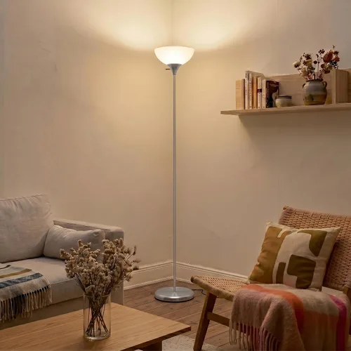 Vista 8 de Brightech Lámpara de pie LED regulable Sky Dom, lámpara de pie Torchiere para sala de estar, dormitorio y oficina, lámpara de pie alta para leer