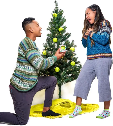 Vista 4 de Adorno de pickleball - Adorno navideño de tamaño real para árbol, regalo divertido para amantes del pickleball, decoración navideña deportiva, 1