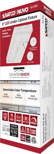 Vista 11 de Satco 63/500 CounterQUICK luz LED debajo del gabinete, CCT seleccionable 3000K/4000K/5000K, 8 pulgadas