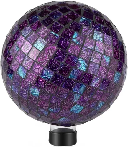 Vista 10 de Lily's Home Colorida bola de vidrio de mosaico, diseñada con un impresionante patrón de mosaico holográfico de pétalos para traer color a cualquier