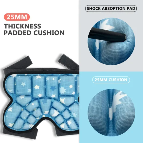 Vista 3 de Kids Butt Pad for Skiing Snowborading Skateboard Roller Skate azul claro
