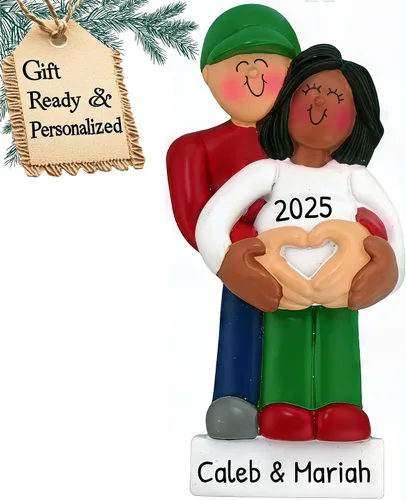 Vista 15 de Adorno personalizado para bebé 2025 – Regalos de embarazo personalizados para futura mamá, adorno de Navidad embarazada 2025, regalos para nuevas