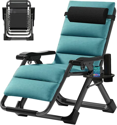 Vista 13 de MOPHOTO Silla de gravedad cero, silla de salón acolchada para exteriores con mesa lateral, silla reclinable de gravedad cero, silla reclinable