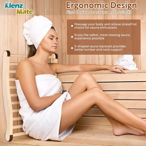 Vista 5 de 2 respaldos de sauna mejorados, accesorios de sauna de 20 pulgadas, silla de sauna de diseño ergonómico en forma de S, con almohadillas