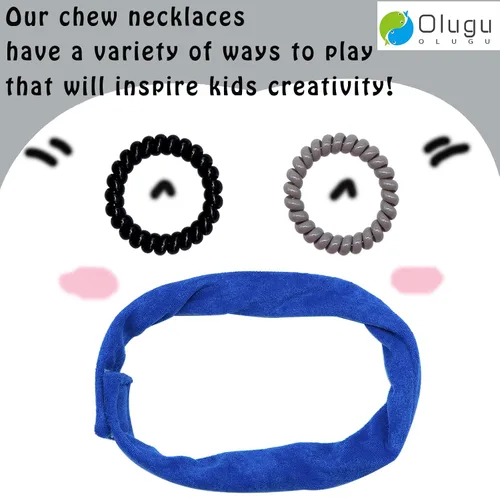Vista 6 de Collares masticables para niños sensoriales, paquete de collar masticable para niños, niñas y adultos con autismo, TDAH, SPD, juguetes sensoriales