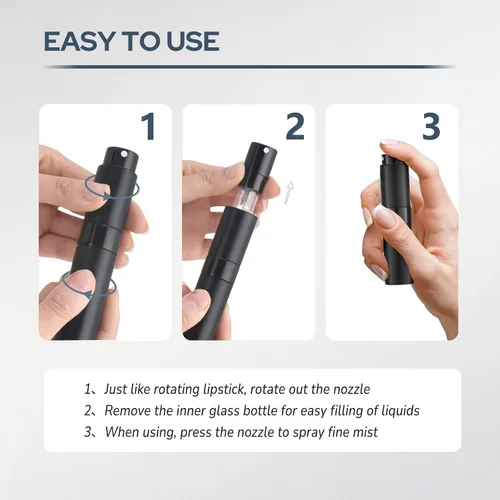 Vista 7 de Fusupak Atomizador de Perfume para Viaje Botella Recargable: Vaporizador de Colonia Portátil para Hombres - Mini Vaporizador Vacío para Recarga