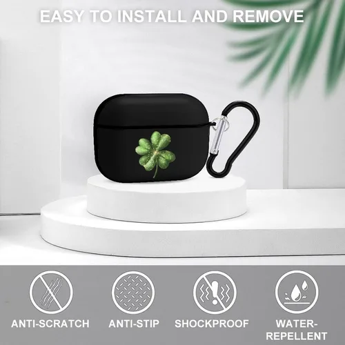 Vista 3 de Leaf Clover St-Patrick's-Days Shamrock Case Cover Compatible with Airpods Pro PC Protective Case with Keychain
