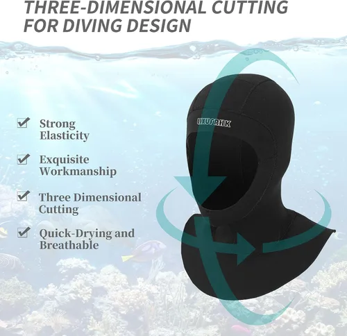 Vista 3 de Traje de neopreno con capucha de buceo para hombres y mujeres, buceo, esnórquel, kayak, natación, vela, piragüismo, surf, deportes acuáticos