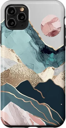Vista 11 de Funda colorida para iPhone 15 Boho Chic Floral Paisaje Naturaleza Montañas