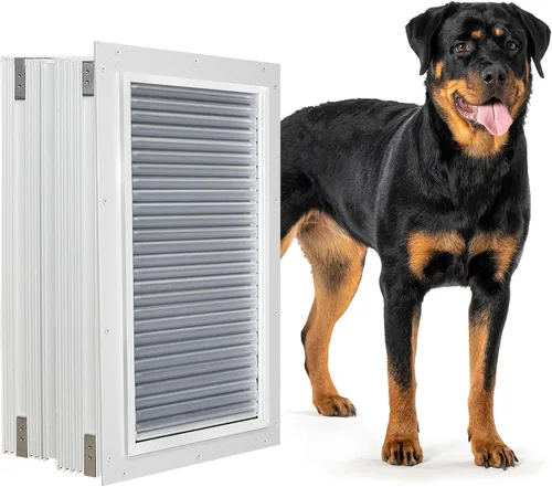 Vista 16 de Armor Flex - Puerta para mascotas con marco de aluminio resistente por High Tech Pet - Tecnología avanzada de solapa, protección resistente a