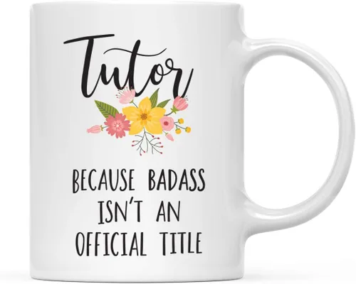 Vista 41 de Andaz Press Taza de café de 11 onzas, regalo de broma, tía porque Badass no es un título oficial, gráfico floral, 1 paquete