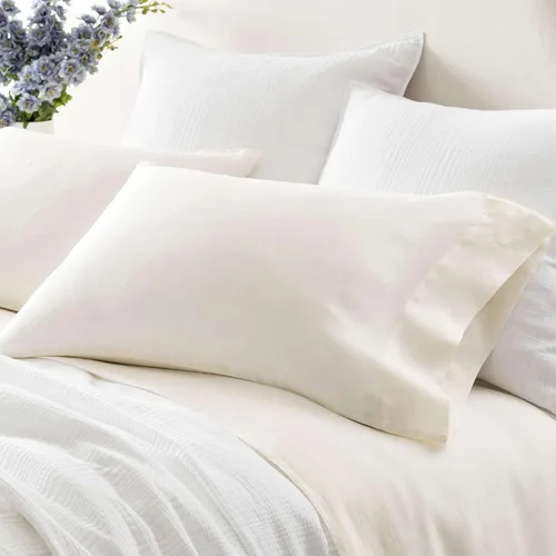Vista 8 de Pine Cone Hill Lush Linen - Fundas de almohada blancas, tamaño King, patrón sólido blanco
