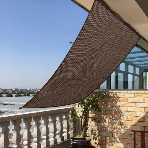 Vista 5 de Toldo Vela Rectangular Marrón de 4' x 5', Carpa con 95% de Bloqueo UV, Toldo Refugio de Tela Pantalla para Patio Exterior Jardín Trasero - Grado
