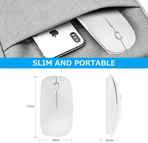 Vista 2 de Mingdao Ratón óptico portátil inalámbrico para computadora portátil con receptor nano USB, mariposa azul