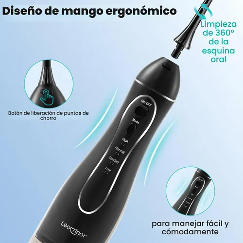 Vista 9 de Aetiovek Leominor - Hilo dental portátil para agua, 10.14 fl oz. irrigador oral actualizado con tanque removible, IPX7 resistente al agua, limpiador