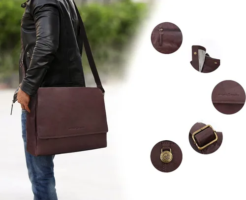 Vista 7 de Antonio Valeria Bolso bandolera de cuero prémium para hombre de Robert