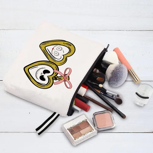 Vista 4 de Bolsa de maquillaje inspirada para mujer, bonita bolsa de cosméticos para amigos y familia, bolsa de aseo de viaje, bolsa de cosméticos portátil