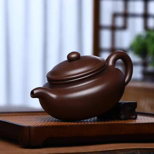 Vista 3 de Fine Zisha Teapot Series, china genuina hecha a mano Yixing Purple Clay Tea Pot de 12.8 onzas, infundir té Kungfu Brew (Fanggu)