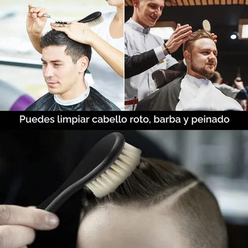 Vista 6 de Shappy 2 piezas de cepillo de peluquero para hombre, cepillo de barba para el cuello, herramienta de aseo suave con mango de madera para kits
