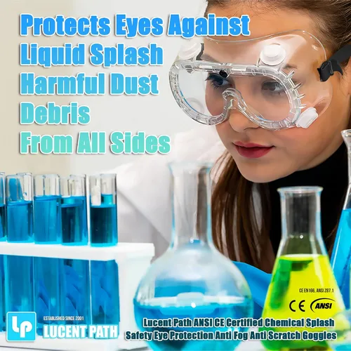 Vista 3 de Protección de ojos certificada CE anti del rasguño anti del ANSI de las gafas de seguridad del chapoteo 1 paquete transparente