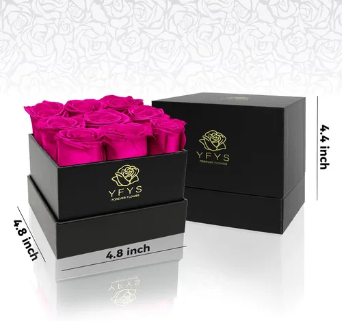 Vista 3 de Flores Eternamente Frescas para Entrega Prime - 9 piezas de Rosas Frescas Preservadas, Rosas Genuinas que Duran Años, para Regalos de Cumpleaños