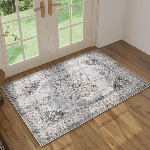 Vista 141 de Rugcomf Alfombra de Entrada de 2'x3' - Patrón Paisley, Tapete para Puerta de Entrada Interior, Floral Vintage, Lavable a Máquina, Alfombra