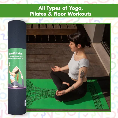 Vista 6 de Esterilla de yoga – Esterilla de yoga de primera calidad reversible extra gruesa y grande antideslizante para todo tipo de yoga, pilates