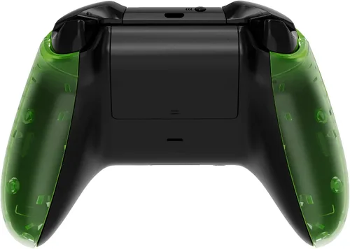 Vista 5 de eXtremeRate Transparent Clear Green Faceplate Side Rails for Xbox One Wireless Controller Model 1708, Replacement Front Housing Shell Panels for