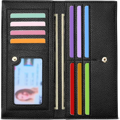 Vista 21 de Tipmile Cartera ultra delgada para mujer, cartera de cuero plegable para mujer, cartera RFID, cartera de bloqueo RFID para tarjetas de crédito