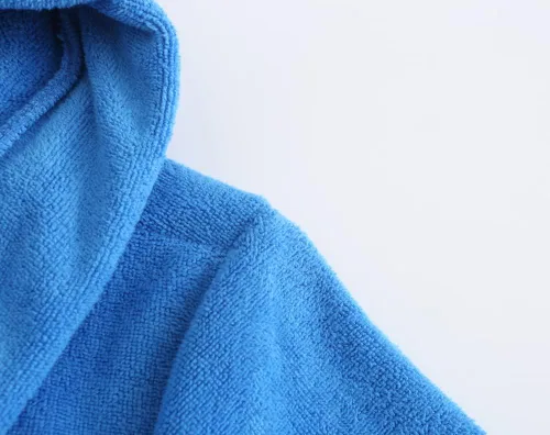 Vista 5 de SWMSTUPF Bata de baño para niños y niñas, toalla suave con capucha, bata de algodón turco, color verde