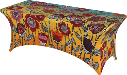 Vista 12 de Mantel rectangular ajustable de elastano elástico con estrellas patrióticas americanas de 4 pies, protector de mesa para fiestas, eventos