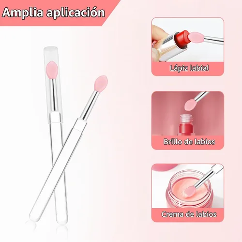 Vista 2 de Aplicadores de máscara de labios reutilizables, juego de 6 brochas de silicona para labios y lápiz labial