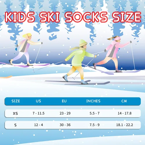 Vista 6 de Calcetines de esquí para niños, calcetines térmicos cálidos de invierno, paquete de 2 unidades, esquí, snowboard, patinaje para niños y niñas