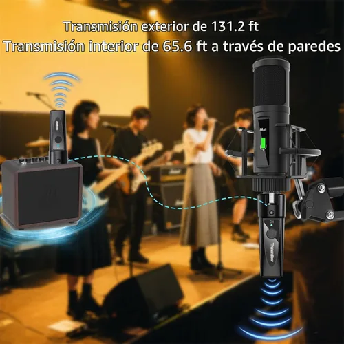 Vista 3 de Sistema de micrófono inalámbrico XLR – 2 transmisores y 1 receptor – Kit de micrófono inalámbrico de doble entrada para micrófonos dinámicos