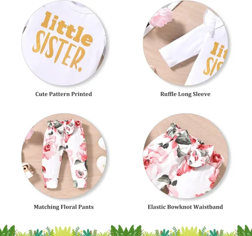 Vista 5 de fioukiay Ropa de bebé para niñas, conjuntos de mameluco acanalado para niños pequeños, conjuntos de ropa de otoño e invierno