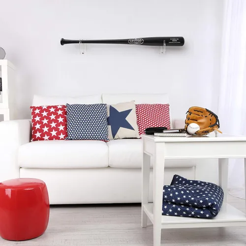 Vista 5 de Soporte de pared para bate de béisbol para exhibición horizontal, soporte de acrílico resistente para bate de bate - Se adapta a cualquier bate