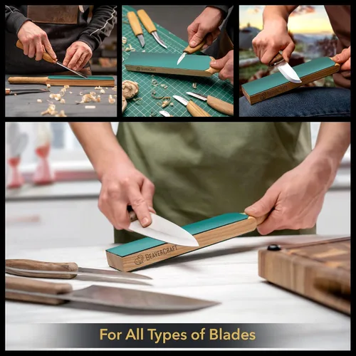 Vista 6 de BeaverCraft SC01 Juego de cinceles de tallado de madera S15 Kit de tallado de madera LS6P1 Kit de Stropping Set de cuero Strop Set