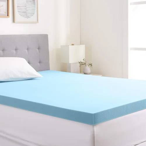 Vista 10 de Amazon Basics Cubrecolchón tamaño individual, infusión de gel refrescante, certificado CertiPUR-US, 2 pulgadas, azul