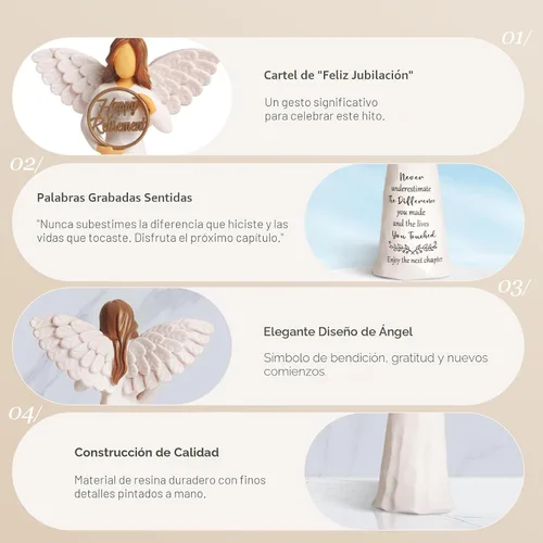 Vista 5 de Regalo de jubilación para mujer, figura de ángel de jubilación hecha a mano