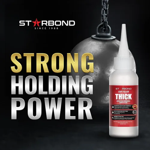 Vista 5 de Starbond Kit Pro de Pegamento Super Grueso (59 ml) – Adhesivo CA (Adhesivo de Cianoacrilato) para Rellenar Espacios – con Tapa Resistente a