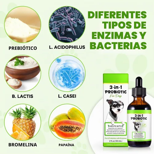 Vista 5 de Probióticos para perros, probióticos 3 en 1 para perros, probióticos para perros para apoyo digestivo, suplementos probióticos para perros