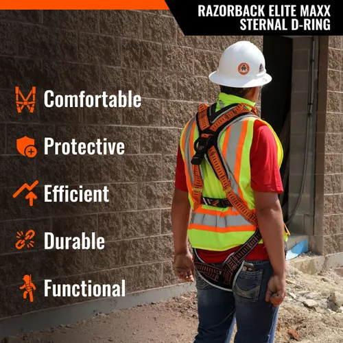 Vista 2 de Malta Dynamics Razorback Elite MAXX - Arnés de seguridad y kit de protección contra caídas con cinturón lumbar cosido y asas de rescate integradas