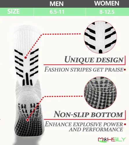 Vista 3 de MOHSILY Calcetines antideslizantes de fútbol para hombre, con agarres, antideslizantes, para hospital, para entrenamiento, atléticos