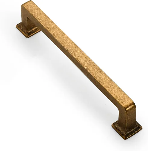 Vista 35 de Asidrama Paquete de 6 manijas de gabinete de cocina de bronce champán de 3 pulgadas (2.992 in), tiradores de gabinete de latón cepillado, manijas