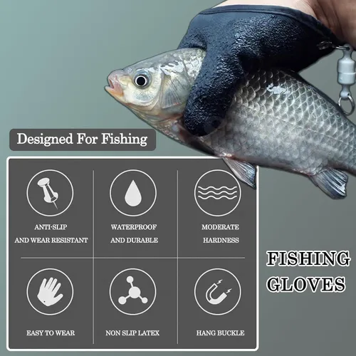 Vista 3 de Zoranala 2 guantes de pesca para hombre con liberación magnética, guantes de pesca antideslizantes profesionales, guantes de pesca a prueba