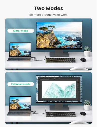 Vista 4 de UGREEN Adaptador DisplayPort a HDMI 4K @60Hz DP a HDMI macho a hembra Convertidor Cable de visualización de video compatible con AMD NVIDIA Dell HP