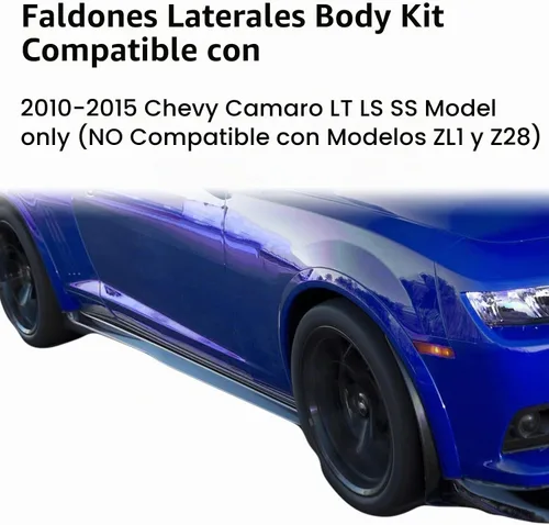 Vista 4 de KUAFU Faldones laterales de repuesto compatibles con Chevy Camaro 2010-2015 LT LS SS 1LT Modelo Paneles laterales de protección Guard Kit