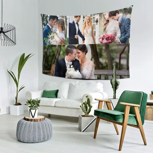 Vista 17 de Nsipan Tapiz personalizado para subir imágenes, texto fotográfico, decoración de pared, colección de collage de dormitorio, decoración