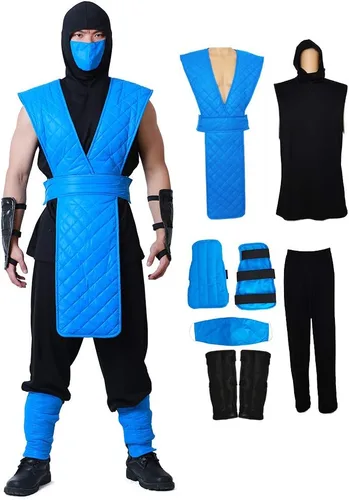 Vista 4 de miccostumes Disfraz de Ninja Blue Fighter Halloween Cosplay para hombre