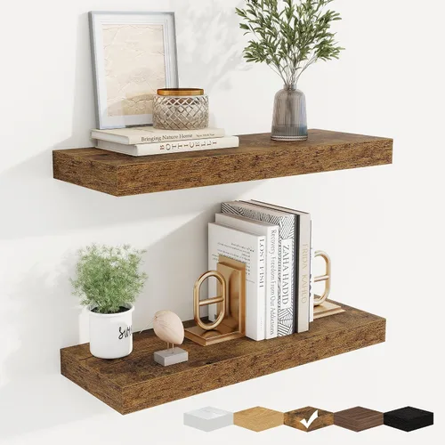 Vista 48 de fuqing Estantes flotantes para pared, estante flotante de madera montado en la pared con soportes invisibles para sala de estar, baño, dormitorio